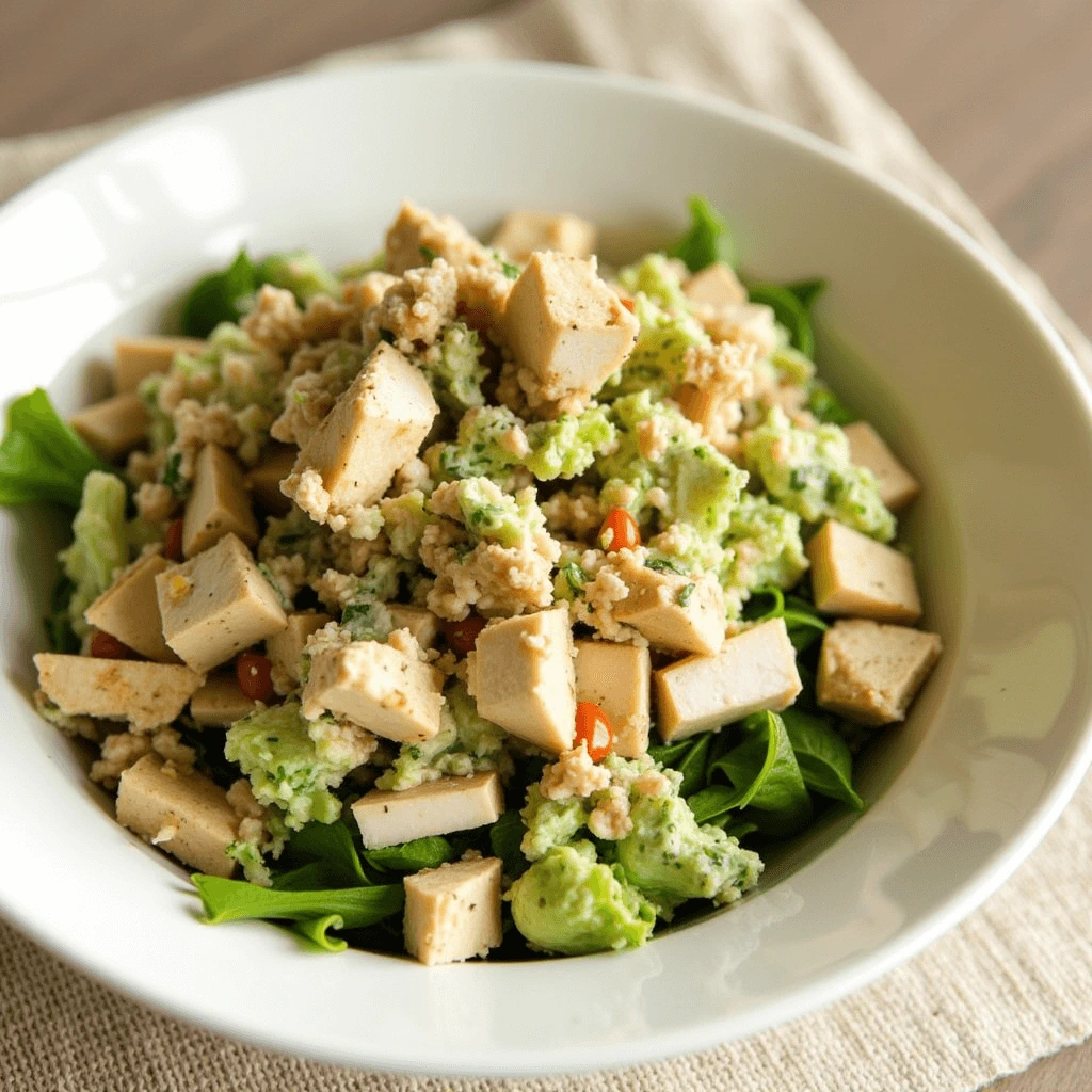 Healthy chicken salad with fresh vegetables