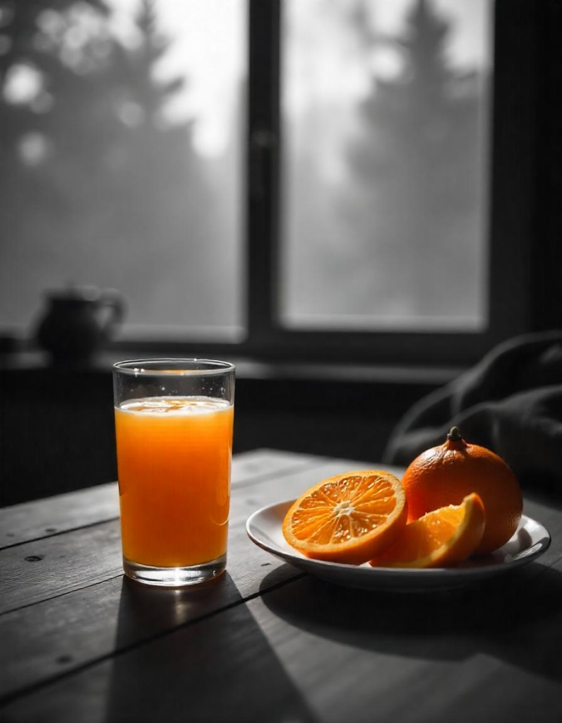 fresh orange juice with whol oranges