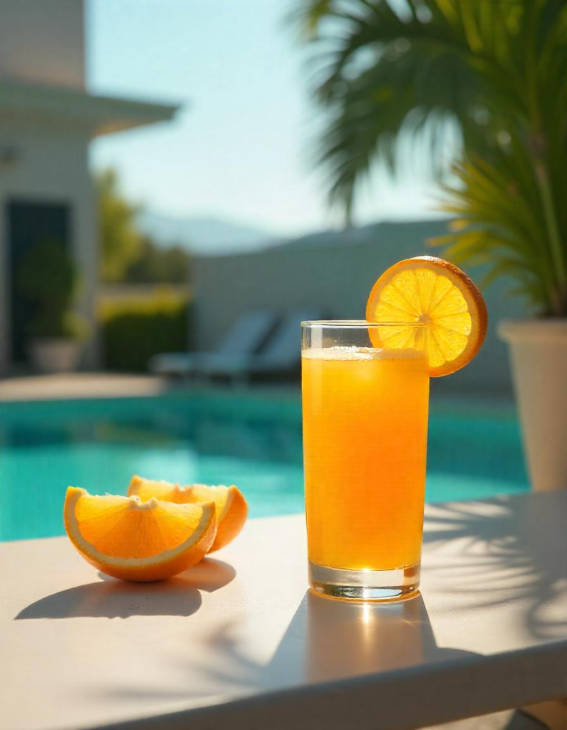 fresh orange juice with whole oranges